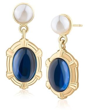 Jardin Royal Oval Drop Earrings - Blue
