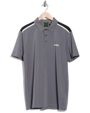 BOSS Paddy Tech Knit Golf Polo - Gray