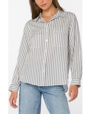 Velvet Heart Talma Roll Tab Sleeve Button-Up Shirt - Gray