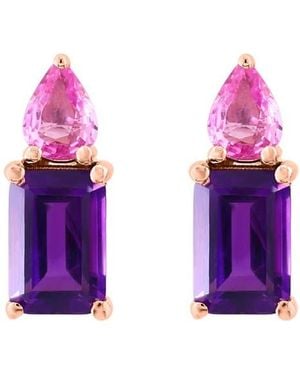 Effy 14K Rose Amethyst & Sapphire Stud Earrings - Purple