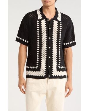 Truth Crochet Button-Up Shirt - Black