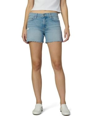 Joe's Jeans The Ozzie Raw Hem Side Slit Mid Rise Denim Shorts - Blue
