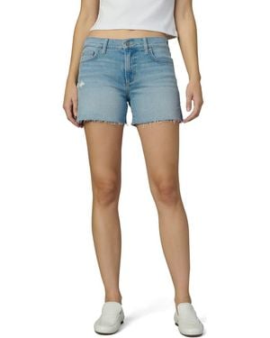 Joe's Jeans The Ozzie Raw Hem Side Slit Mid Rise Denim Shorts - Blue