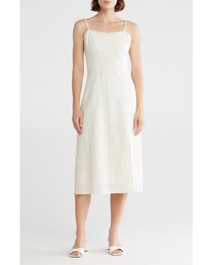 Lush Embroidered A-Line Midi Dress - White