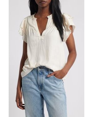 Rails Calista Floral Flutter Sleeve Top - Blue