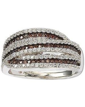 Suzy Levian Sterling Silver CZ Statement Ring - Brown