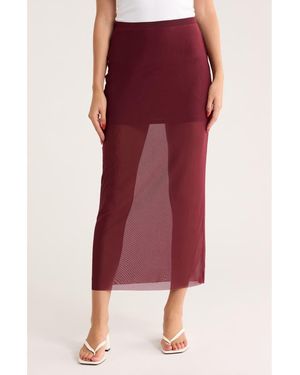 Leith Mesh Midi Skirt - Red