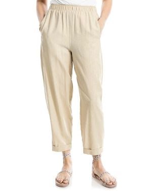 Max Studio Cuffed Crop Linen Blend Barrel Leg Pants - Natural