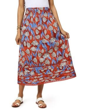 Scotch & Soda Floral Cotton Midi Skirt - Red