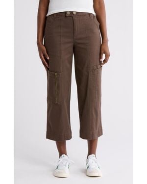 Democracy Crop Zip Cargo Pants - Brown