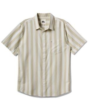 Quiksilver Oxford Stripe Classic Short Sleeve Button-Up Shirt - White