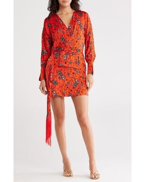 Joie Ronnie Front Wrap Long Sleeve Minidress - Red