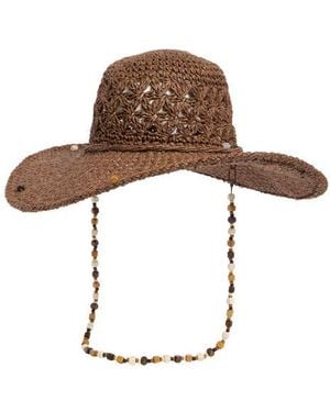 Steve Madden Beaded Straw Hat - Brown