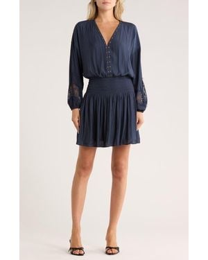 Ramy Brook Vaira Studded Long Sleeve Minidress - Blue