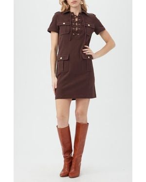 Trina Turk Cove Short Sleeve Utility Dress - Red
