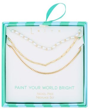 Leith Three Row Layered Necklace - Blue