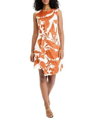 DONNA MORGAN FOR MAGGY Sleeveless Draped Front Asymmetric Hem Dress - Orange
