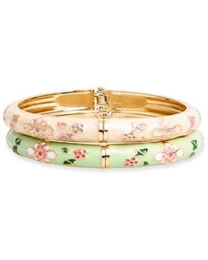 Natasha Couture 2-Pack Enamel Hinge Bracelets - Metallic