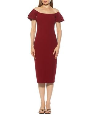 Alexia Admor Winston Off The Shoulder Body-Con Midi Dress - Red