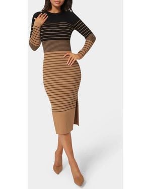 Bebe Stripe Rib Knit Long Sleeve Sweater Dress - Multicolor