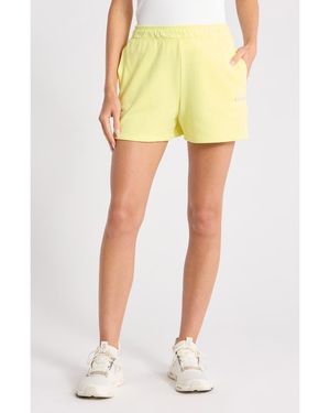 DKNY Metallic Logo High Rise French Terry Shorts - Yellow