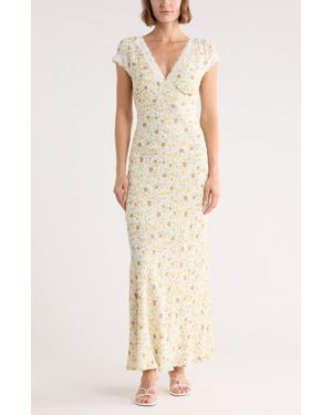 Blu Pepper Floral Cap Sleeve Maxi Dress - Natural
