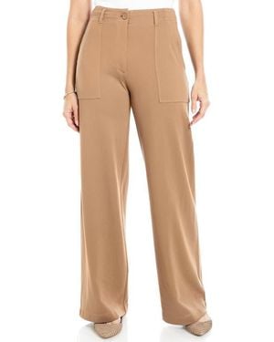 Max Studio Ponte High Waist Wide Leg Pants - Natural