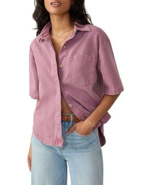 Faherty Sunwashed Short Sleeve Canvas Overshirt - Purple