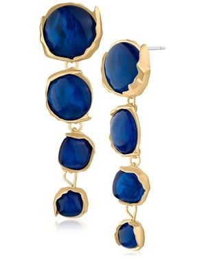 Jardin Graduated Sculpted Circle Drop Earrings - Blue