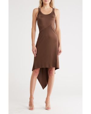 Helmut Lang High-Low Midi Dress - Brown