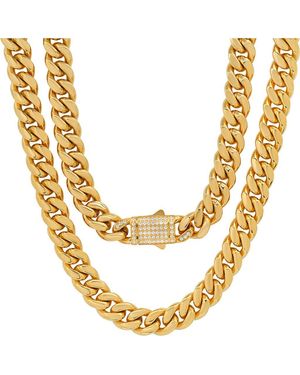 HMY Jewelry 18K Plated Stainless Steel Necklace - Metallic