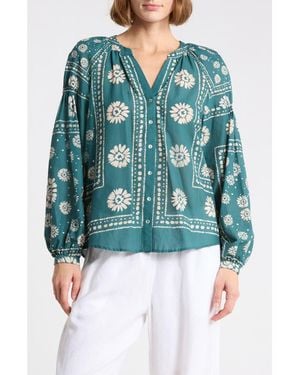 DR2 by Daniel Rainn Long Sleeve Cotton Top - Blue