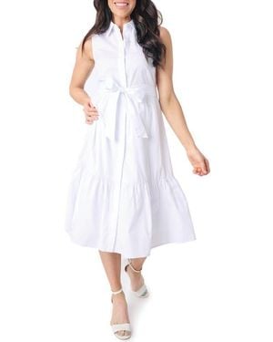 Gibsonlook Tiered Poplin Midi Shirtdress - White