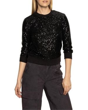 Sanctuary Relaxed Sparkle Knit Top - Black