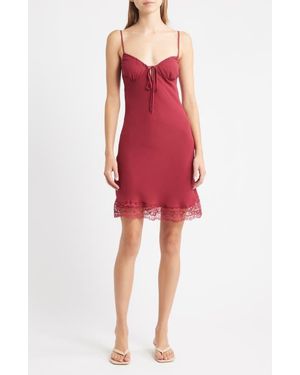 Bella Venice Taylah Lace Trim Mini Slipdress - Red