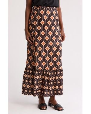 DR2 by Daniel Rainn Flounce Hem A-Line Skirt - Brown