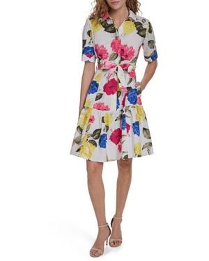 Calvin Klein Short Sleeve Shirtdress - Multicolor