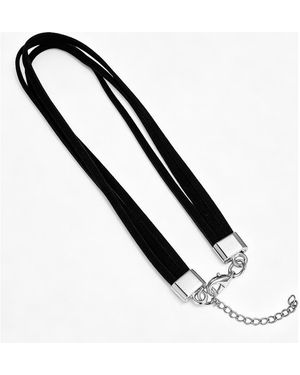 Steeltime Velvet Three Strand Choker Necklace - Black
