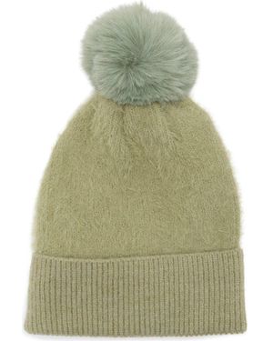 Melrose and Market Eyelash Faux Fur Pom Beanie - Green
