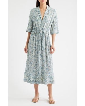Faherty Island Times Tie Waist Midi Dress - Blue