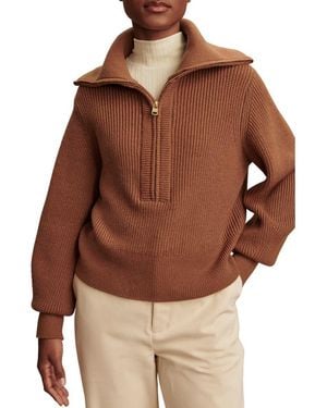 Varley Maura Rib Half Zip Sweater - Brown