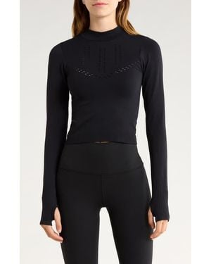 90 Degrees Porsha Seamless Long Sleeve Activewear Top - Black