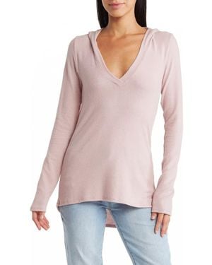 Go Couture Hooded Tunic Knit Sweater - Purple