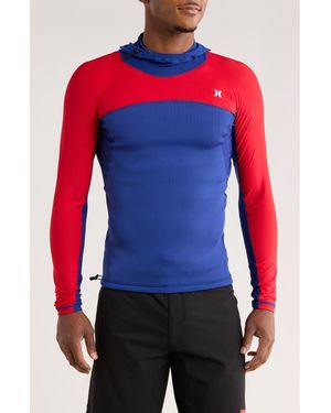 Hurley Coast Guard Long Sleeve Hooded Surf Top - Red