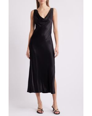 Rails Nat Satin Midi Dress - Black