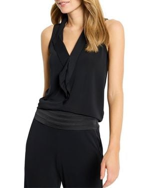NIC+ZOE Knit Crepe Ruffle Tank - Black