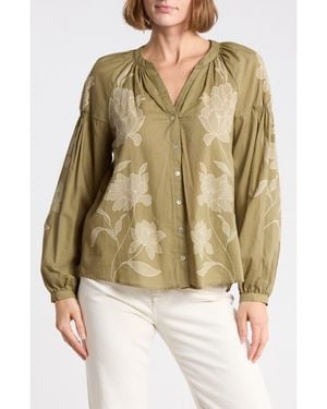DR2 by Daniel Rainn Long Sleeve Cotton Top - Natural