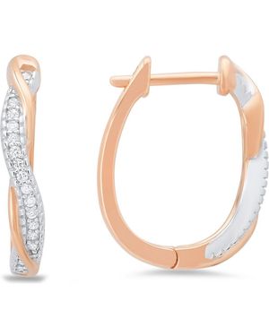 Queen Jewels Two-Tone Cubic Zirconia Swirl Hoop Earrings - White