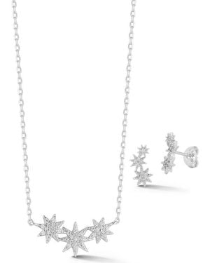 Sphera Milano Pavé Starburst Necklace & Earrings Set - White