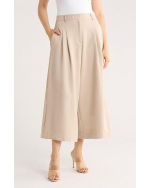 Max Studio Pleated Culottes - Natural